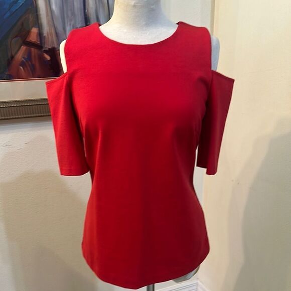 Michael Kors Red Open Shoulder Top Size Large - Picture 4 of 10